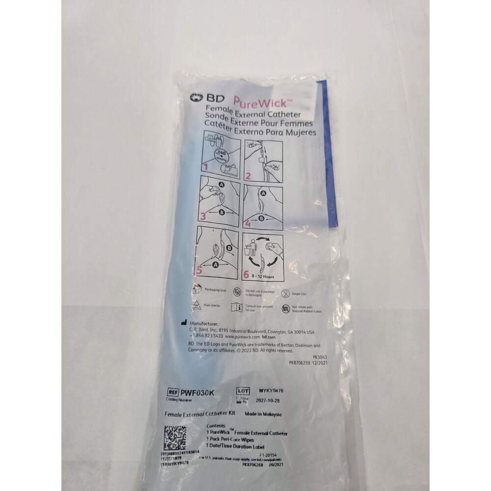 (6) BD PureWick Female External Catheter Blue/White Disposable - Picture 6 of 7